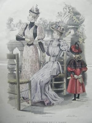 GRAVURE COULEUR 19ème LE MONITEUR DE LA MODE N° 20 - 1892