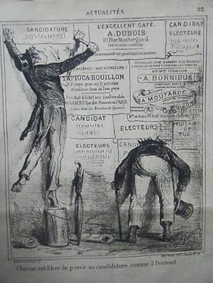 LITHOGRAPHIE DE DANJOU19ème ACTUALITES ELECTIONS