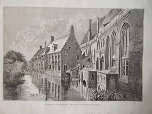 GRAVURE SUR BOIS 19ème HOPITAL SAINT JEAN BRUGES BELGIQUE