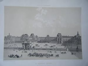 LITHOGRAPHIE PARIS DANS SA SPLENDEUR19è NOUVEAU LOUVRE