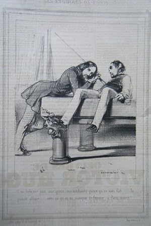 LITHOGRAPHIE de GAVARNI 19ème LE BILLARD