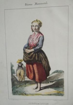 LITHOGRAPHIE GOUACHEE GOMMEE 1842 PAYSANNE AGENAIS LOT ET GARONNE