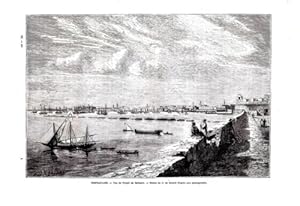 GRAVURE SUR BOIS 19ème TRIPOLITAINE VUE DE TRIPOLI DE BARBARIE LYBIE