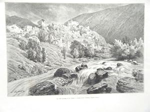 GRAVURE SUR BOIS 19ème LE VIEIL ENCAMP ET LA VALIRA ANDORRE