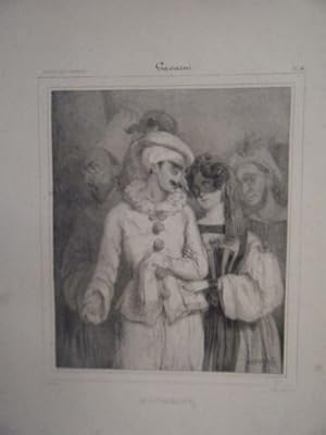 LITHOGRAPHIE DE GAVARNI 19ème MASCARADE