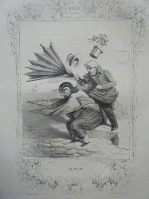 LITHOGRAPHIE DE DAUMIER 19ème MUSEE POUR RIRE LA PLUIE