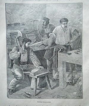 GRAVURE SUR BOIS 19ème SELLIER ARCONNIER