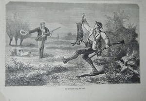 GRAVURE SUR BOIS 19ème LA CHASSE