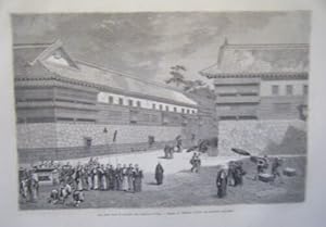 GRAVURE SUR BOIS 19ème VUE PRISE DANS LE QUARTIER DES DAÏMIOS A YEDO JAPON