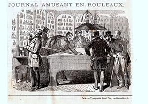 GRAVURE SUR BOIS TIREE DU JOURNAL AMUSANT 19ème BILLARD