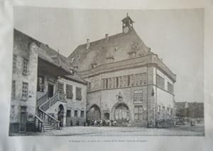 GRAVURE SUR BOIS 19ème LE KAUFHAUS COLMAR ALSACE