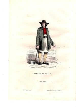 GRAVURE COLORIEE A LA MAIN VERS 1850 VOYAGE CAPELL BROOKE HABITANT RALLVIK SUEDE