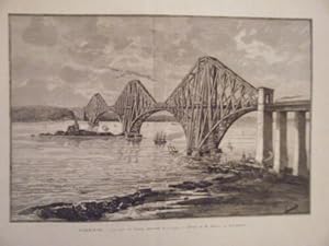 GRAVURE SUR BOIS 19ème ANGLETERRE LE PONT DE FORTH INAUGURE LE 4 MARS 1890