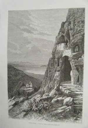 GRAVURE SUR BOIS 1882 GROTTES D' ARBELE SYRIE