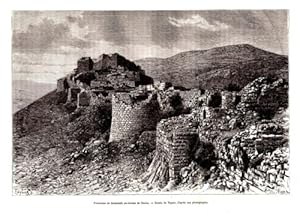 GRAVURE SUR BOIS 19ème FORTERESSE DE SOUBEIBEH AU DESSUS DE BANIAS SYRIE