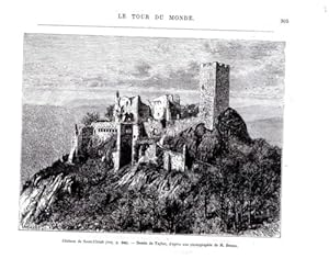 GRAVURE SUR BOIS 19ème CHATEAU DE SAINT ULRICH ALSACE D' APRES DESSIN TAYLOR