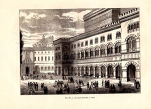 GRAVURE SUR BOIS 19ème LE PALAIS MADAME A TURIN ITALIE