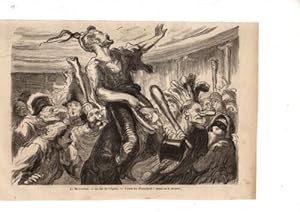 GRAVURE SUR BOIS DE DAUMIER 19ème LA MI CAREME BAL L' OPERA VIVENT LES FLAMBARDS