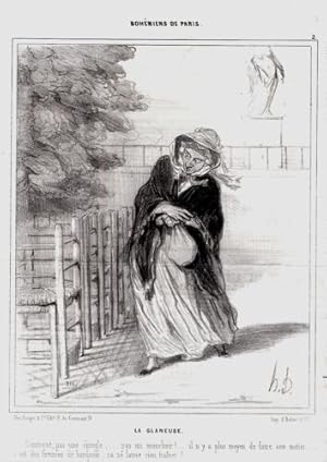 LITHOGRAPHIE ORIGINALE DE DAUMIER 19ème BOHEMIENS DE PARIS LA GLANEUSE