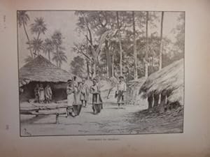 GRAVURE SUR BOIS VERS 1890 INDIGENES DU SENEGAL -