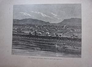 GRAVURE SUR BOIS VERS 1890 VUE GENERALE DE TURIN PRISE DU MONT DES CAPUCINS