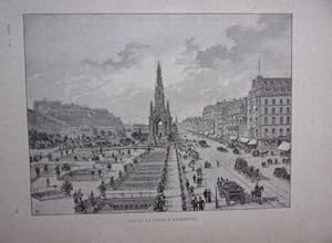 GRAVURE SUR BOIS VERS 1890 VUE DE LA VILLE EDIMBOURG ECOSSE