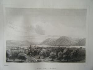 GRAVURE SUR ACIER 19ème VUE DE VEVEY SUISSE