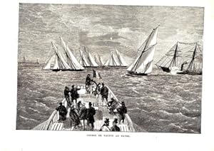 GRAVURE SUR BOIS 19ème COURSE DE YACHTS AU HAVRE