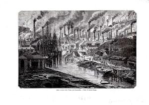 GRAVURE SUR BOIS 19ème USINE A CUIVRE DE M. VIVIAN VUE D' ENSEMBLE