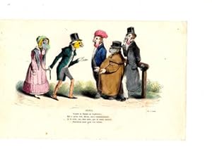 LITHOGRAPHIE COULEUR DE GRANDVILLE 19ème XXXII VENDRE SA FEMME EN ANGLETERRE