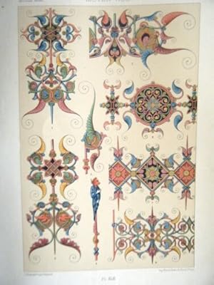 CHROMOLITHOGRAPHIE 19ème DECORATION MOYEN AGE PLANCHE XLII