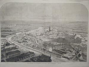 GRAVURE SUR BOIS 19ème VUE GENERALE DE STRASBOURG (BAS RHIN)