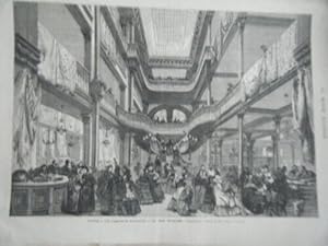 GRAVURE SUR BOIS 19ème LE BON MARCHE PARIS INTERIEUR