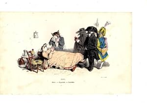 Image du vendeur pour LITHOGRAPHIE COULEUR DE GRANDVILLE 19 XXVI MISERE HYPOCRISIE CONVOITISE mis en vente par arobase livres