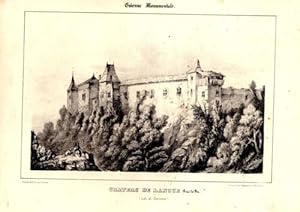 LITHOGRAPHIE 19ème GUIENNE MONUMENTALE CHATEAU LANOUE BRAS DE FER LOT ET GARONNE