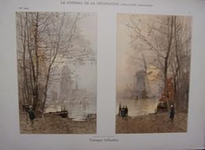 PLANCHE TIREE DU JOURNAL DE LA DECORATION VERS 1900 PAYSAGES HOLLANDAIS