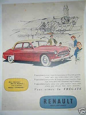 GRAVURE EN COULEUR 20ème siècle -AUTO RENAULT -