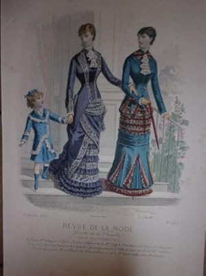 GRAVURE COULEUR REVUE DE LA MODE N° 437 1880 GAZETTE DE LA FAMILLE ENFANTINA