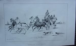LITHOGRAPHIE DE VICTOR ADAN 1856 CHEVAUX ATTELAGE D' UN BRECK