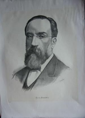 LITHOGRAPHIE DU PANTHEON REPUBLICAIN 1874 PI-Y- MARGALL HOMME D' ETAT ESPAGNOL