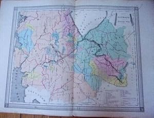 PLANCHE COULEUR 1880 ATLAS GEOGRAPHIE MODERNE POUSSIELGUE FRERE CARTE ALLEMAGNE