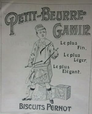 PLANCHE PUBLICITAIRE 19ème PETIT BEURRE GAMIN BISCUITS PERNOT DIJON