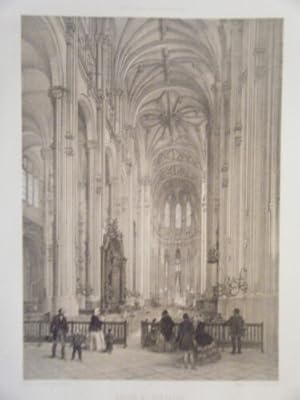 LITHOGRAPHIE 19ème PARIS DANS SA SPLENDEUR EGLISE SAINT EUSTACHE INTERIEUR