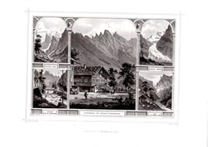 GRAVURE SUR ACIER 19ème GASTHAUS ZU ZWEILUTSCHINEN SUISSE