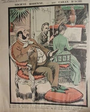 PLANCHE COULEUR 1898 PIANISTE PROFESSEUR PIANO SOCIETE MODERNE PAR CARAN D' ACHE