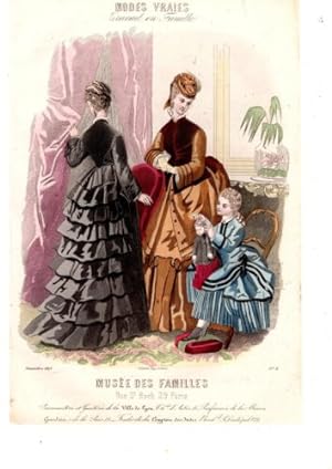 GRAVURE COULEUR MODES VRAIES ENFANTINA MUSEE DES FAMILLES N° 8 NOVEMBRE 1873