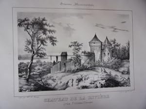 LITHOGRAPHIE 19ème GUIENNE MONUMENTALE CHATEAU DE LA RIVIERE GIRONDE