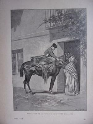 GRAVURE SUR BOIS VERS 1890 BOULANGER DE LA PROVINCE DE CORDOBA ESPAGNE
