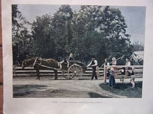 PLANCHE COULEUR 1891 PAYSANS DALECARLIENS REVENANT DE LA MOISSON SUEDE