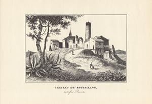 TIRAGE MODERNE d'APRES GRAVURE 19ème CHATEAU ROUSSILLON AUTREFOIS RUSCINO